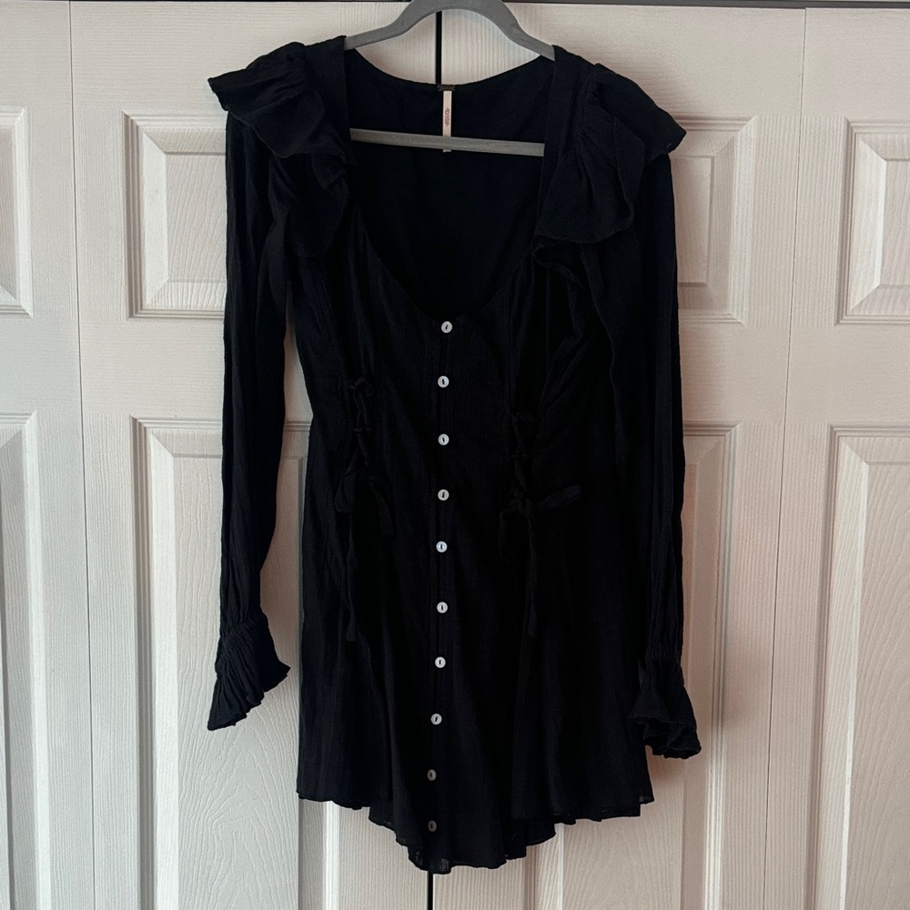 Free People - Elegant Black Ruffled Women's Top